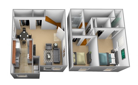 Floor plan for 2 beds, 2 baths, 1172 sqft
